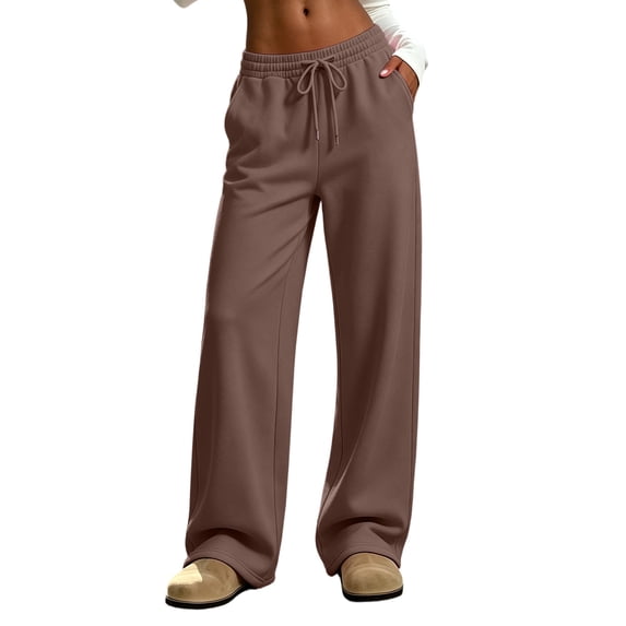 zbxnLI Women's Casual Sweatpants Elastic Waist Drawstring Wide Leg Pants Workout Running Athletic Track Pants