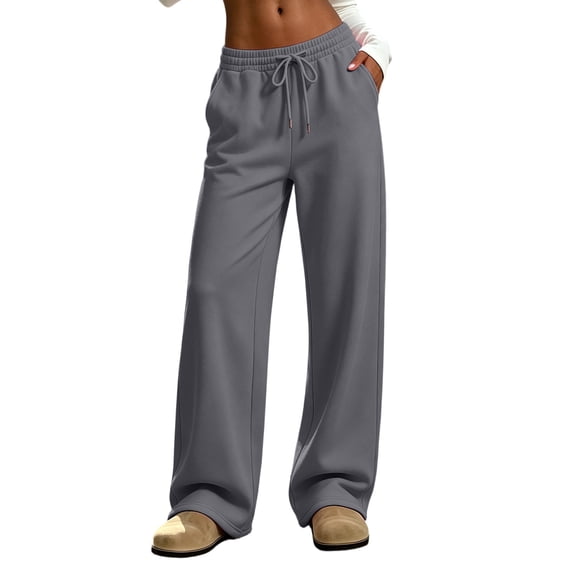 zbxnLI Women's Casual Sweatpants Elastic Waist Drawstring Wide Leg Pants Workout Running Athletic Track Pants