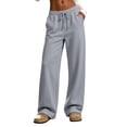thumbnail image 1 of zbxnLI Women's Casual Sweatpants Elastic Waist Drawstring Wide Leg Pants Workout Running Athletic Track Pants, 1 of 9