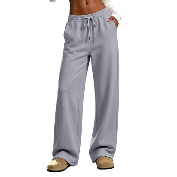 zbxnLI Women's Casual Sweatpants Elastic Waist Drawstring Wide Leg Pants Workout Running Athletic Track Pants