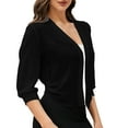 thumbnail image 1 of zbxnLI Women's Cropped Cardigans 3/4 Sleeve Open Front Chiffon Lightweight Casual Cardigan Outwear, 1 of 9