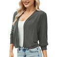 thumbnail image 1 of zbxnLI Women's Cropped Cardigans 3/4 Sleeve Open Front Chiffon Lightweight Casual Cardigan Outwear, 1 of 9