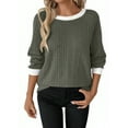 thumbnail image 1 of zbxnLI Women's Cute Sweaters Long Sleeve Crew Neck Color Block Knit Pullover Tunic Tops for Women, 1 of 6