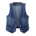 thumbnail image 1 of zbxnLI Women's Denim Vest Tops Sleeveless Jean Jacket Button down V Neck Fashion Outerwear S-5XL, 1 of 4