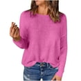 thumbnail image 1 of zbxnLI Women's Fall Tops Lightweight Knit Long Sleeve Basic Solid Color Pullover Sweater Womens Clothes, 1 of 8