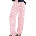 thumbnail image 1 of zbxnLI Women's Fleece Pajama Pants Star Graphic Elastic High Waist Pjs Soft Casual Sleep Pants Loungewear, 1 of 7