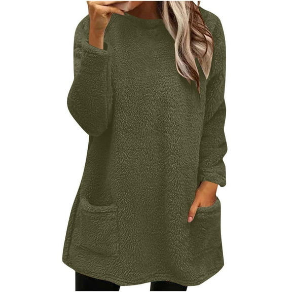 zbxnLI Women's Fleece Sleep Tops Sherpa Warm Long Sleeve Shirts Winter Warm Pajamas Top for Women