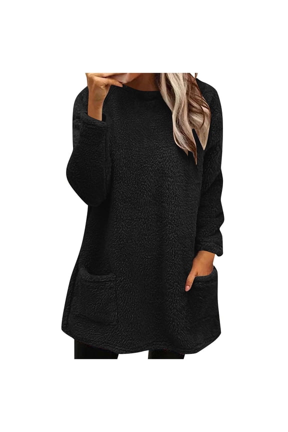 Women's Fleece Sleep Tops Sherpa Warm Long Sleeve Shirts Winter Warm Pajamas Top for Women