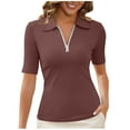 thumbnail image 1 of zbxnLI Women's Half Zip Shirts V Neck Collared Golf Tennis Shirt Lightweight Athletic Tops for Women, 1 of 7