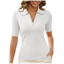 zbxnLI Women's Half Zip Shirts V Neck Collared Golf Tennis Shirt Lightweight Athletic Tops for Women