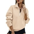 thumbnail image 1 of zbxnLI Women's Half Zip Sweatshirt Long Sleeve Fall Winter Loose Pullover Sweatshirts Tops for Ladies, 1 of 8