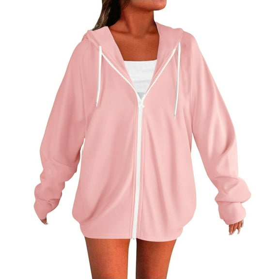 zbxnLI Women's Hoodie Full Zip Sweatshirts Long Sleeve Hooded Sweatshirt Lightweight Athletic Jackets