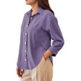 thumbnail image 1 of zbxnLI Women's Linen Shirts Casual Button down Shirt Split Side Long Sleeve Business Work Blouses, 1 of 7