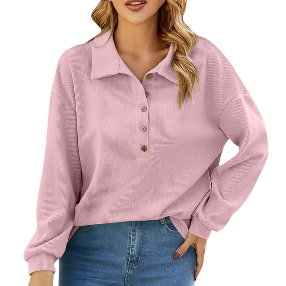 zbxnLI Women's Long Sleeve Golf Shirts Button Casual Dressy Blouses Collared Tops Business Office