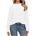 thumbnail image 1 of zbxnLI Women's Long Sleeve Shirts Fall Winter Crew Neck Casual Cropped Tops Solid Color Basic T-Shirts, 1 of 5