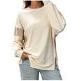 thumbnail image 1 of zbxnLI Women's Long Sleeve Sweatshirts Side Split Crew Neck Loose Sweat Shirts Pullover Tops Fall Clothes, 1 of 4