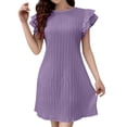 thumbnail image 1 of zbxnLI Women's Mini Dress Ruffle Short Sleeve Dresses Summer Lightweight Casual Vacation Sundress for Women, 1 of 7