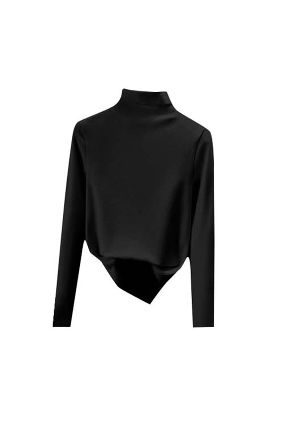 Women's Mock Neck Long Sleeve Tees Plain Casual T-Shirts for Women Slim Base Layer Shirts Tops