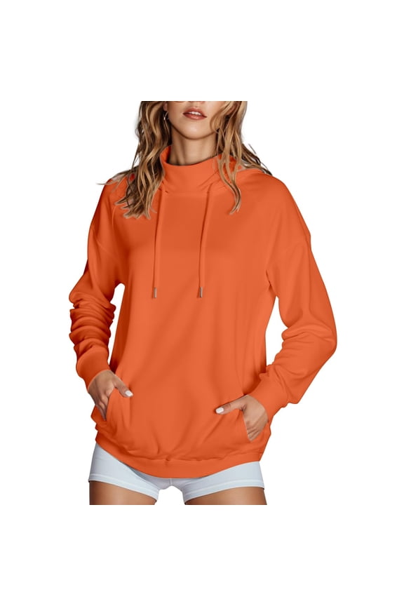 Women's Mock Turtleneck Hoodies Long Sleeve Athletic Sweatshirts Lightweight Pullover Tops with Pockets