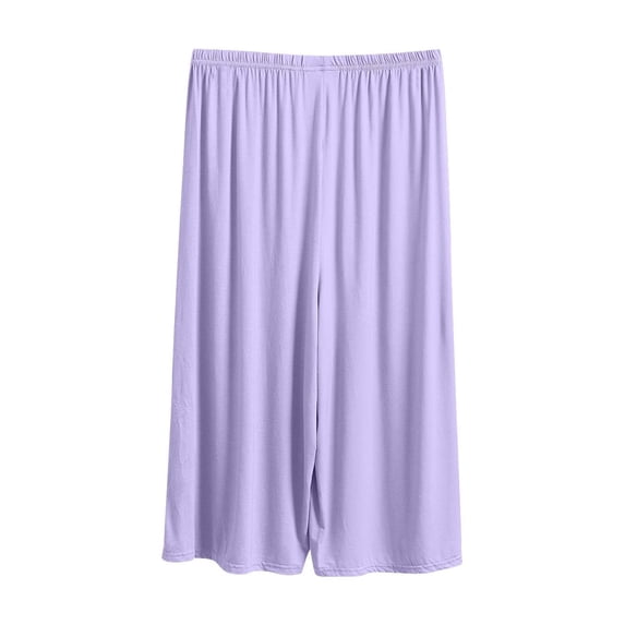 zbxnLI Women's Pajama Capri Pants Plus Size Lounge Pants Elastic Waist Wide Leg Bottoms Sleep Pants