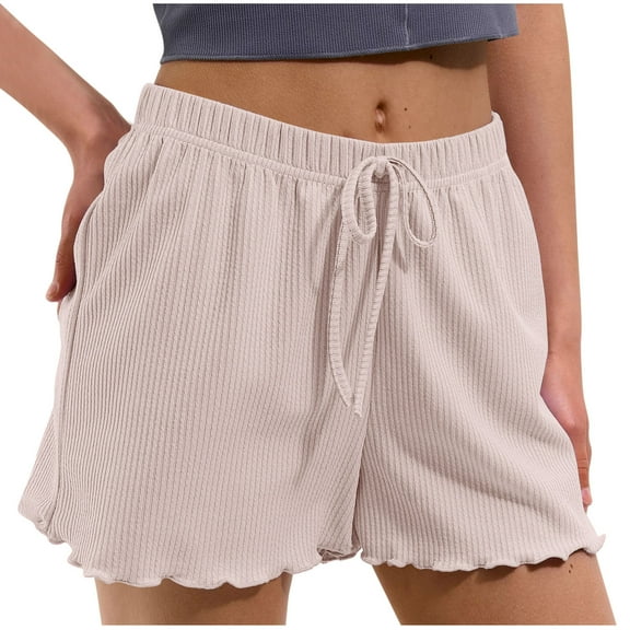 zbxnLI Women's Pajama Shorts Elastic Waist Casual Lounge Shorts Comfy Pj Bottoms Sleep Shorts