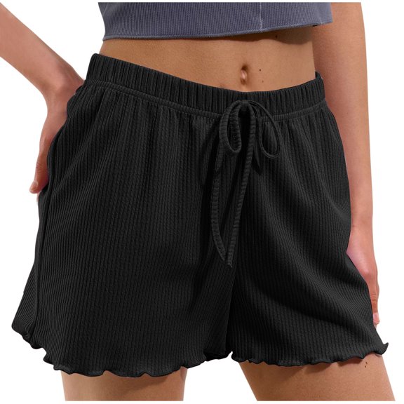 zbxnLI Women's Pajama Shorts Elastic Waist Casual Lounge Shorts Comfy Pj Bottoms Sleep Shorts