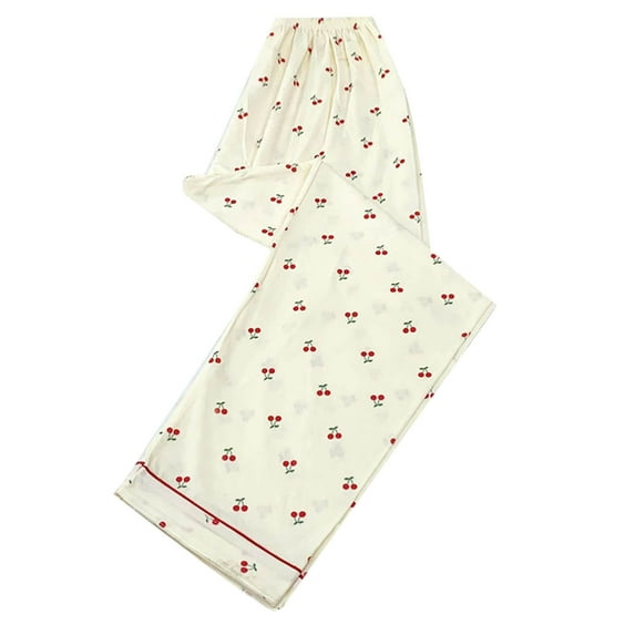 zbxnLI Women's Pj Pajama Pants Elastic Waist Wide Leg Lounge Pants Comfy Sleep Pants Sleepwear