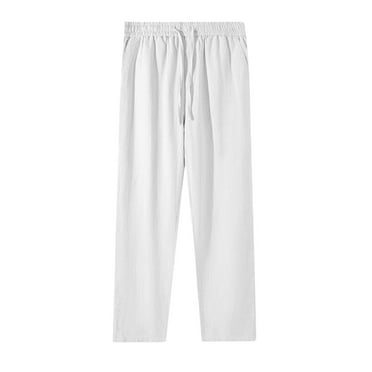 zbxnLI Women's Plus Size Capri Pants Cotton Linen Capris High Elastic Waist Straight Leg Casual Pants with Pockets