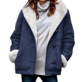 thumbnail image 1 of zbxnLI Women's Plus Size Jackets Fleece Fuzzy Plush Lined Winter Coats Hooded Outerwear with Pockets, 1 of 5