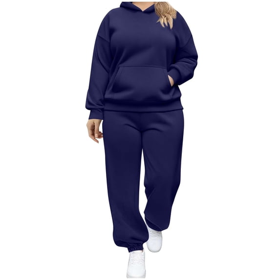 zbxnLI Women's Plus Size Sweatsuits 2 Piece Outfits Sweatshirts Hoodie Sweatpants Tracksuits for Women