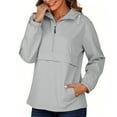 thumbnail image 1 of zbxnLI Women's Raincoat Half Zip Hooded Pullover Tops Lightweight Waterproof Outerwear with Pocket, 1 of 8
