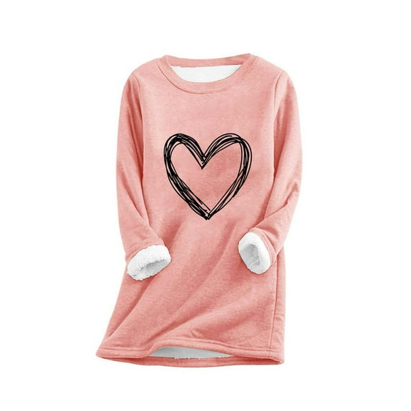 zbxnLI Women's Sherpa Lined Pajama Tops Fleece Warm Sweatshirts Crewneck Long Sleeve Pullover Shirts