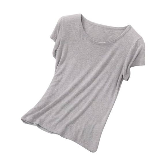zbxnLI Women's Short Sleeve Pajama Tops Plus Size T-Shirts Comfy Soft Stretch Sleepwear Tops for Women