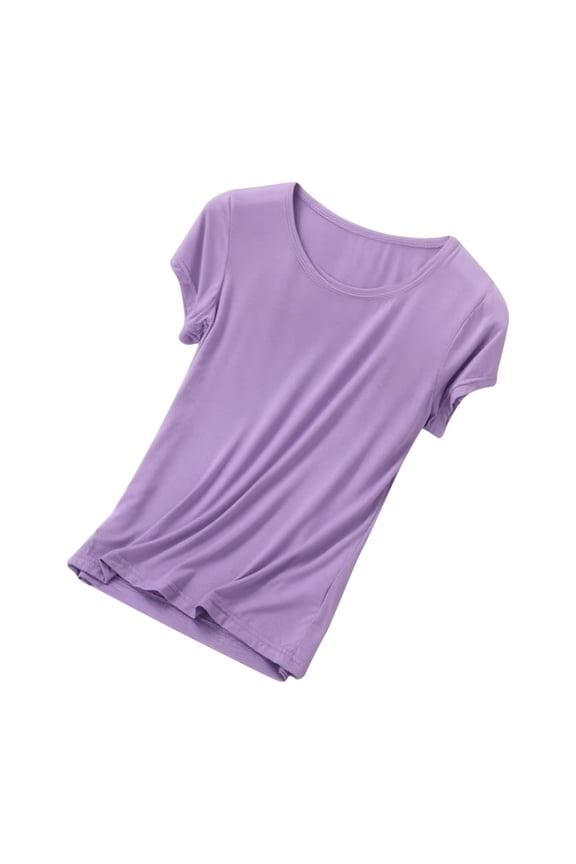 Women's Short Sleeve Pajama Tops Plus Size T-Shirts Comfy Soft Stretch Sleepwear Tops for Women