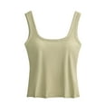thumbnail image 1 of zbxnLI Women's Sleeveless Tank Tops with Built in Bras Pads Square Neck Ribbed Basic Bottom Undershirts, 1 of 4