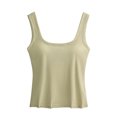 thumbnail image 1 of zbxnLI Women's Sleeveless Tank Tops with Built in Bras Pads Square Neck Ribbed Basic Bottom Undershirts, 1 of 2