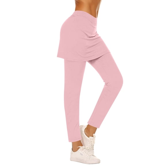 zbxnLI Women's Tennis Leggings with Skirt High Waisted Stretch Athletic Workout Yoga Gym Pants for Women