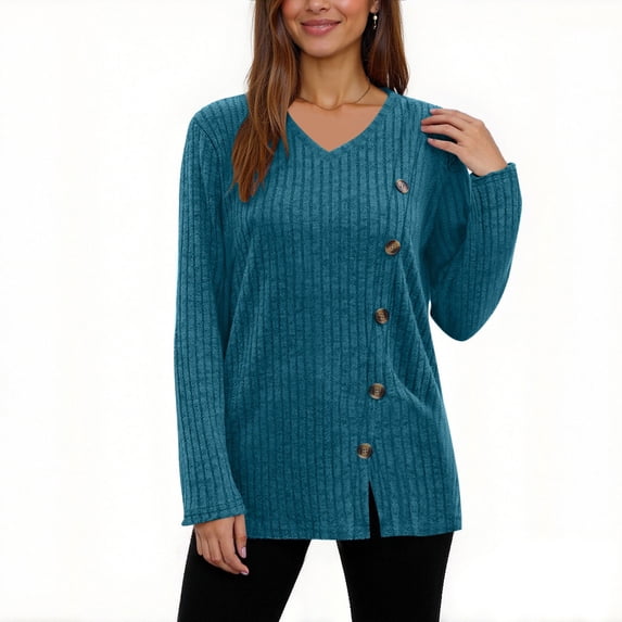 zbxnLI Women's Tunic Tops with Leggings V Neck Long Sleeve Shirts Lightweight Casual Loose Sweaters