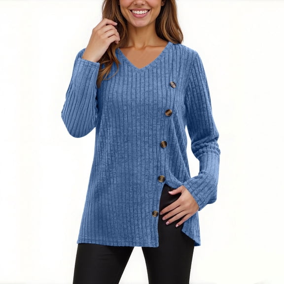 zbxnLI Women's Tunic Tops with Leggings V Neck Long Sleeve Shirts Lightweight Casual Loose Sweaters