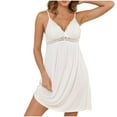 thumbnail image 1 of zbxnLI Women's V Neck Nightgowns Adjustable Spaghetti Strap Lace Pajama Dress Nightdress Sleepwear, 1 of 5