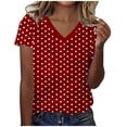 thumbnail image 1 of zbxnLI Women's V Neck T Shirt Top Summer Fashion Polka Dot Print Short Sleeve Casual Loose Tee Tops for Women, 1 of 5