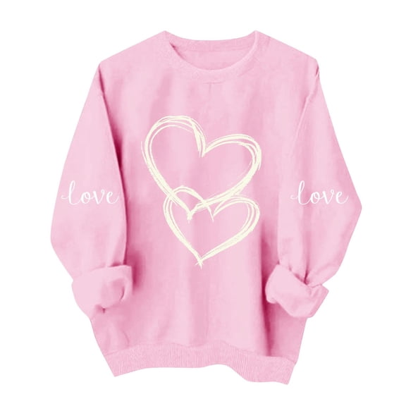 zbxnLI Women's Valentine's Day Sweatshirts Crew Neck Pullover Tops Long Sleeve Shirts Trendy Spring Outfits