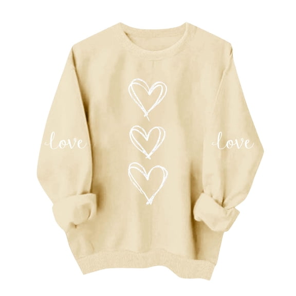 zbxnLI Women's Valentine's Day Sweatshirts Crew Neck Pullover Tops Long Sleeve Shirts Trendy Spring Outfits