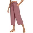 thumbnail image 1 of zbxnLI Women's Wide Leg Capri Pants Work Cropped Pants Casual Summer High Waist Palazzo Flowy Capris, 1 of 7