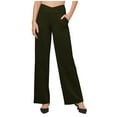 thumbnail image 1 of zbxnLI Women's Wide Leg Yoga Pants Straight Leg Business Casual Dress Pants Work Trousers with Pockets, 1 of 7