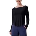thumbnail image 1 of zbxnLI Women's Workout Tops Boat Neck Long Sleeve Shirts Soft Tank Basic Tees Athletic T-Shirts, 1 of 5