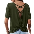 thumbnail image 1 of zbxnLI Womens Backless Top Open Back T Shirts Summer Breathable Short Sleeve Tee Top Casual Going out Shirt, 1 of 6
