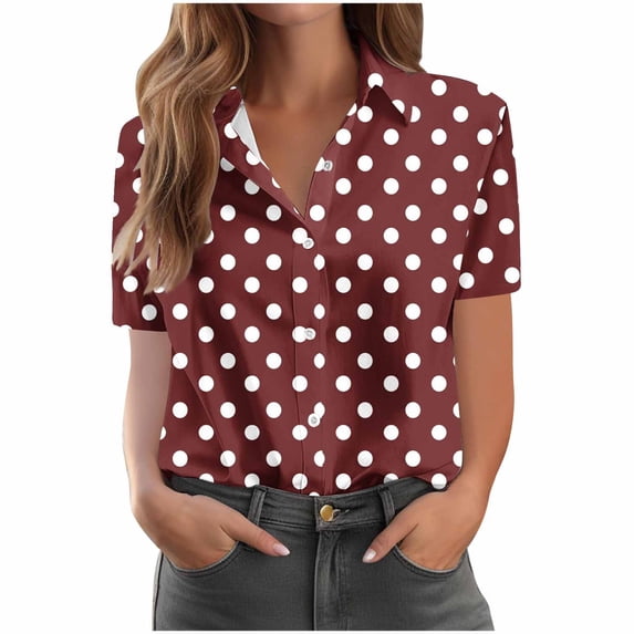 zbxnLI Womens Button down Blouse Shirt Casual Stylish Short Sleeve Top Comfort Breathable Fashion Tops for Women