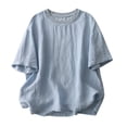 thumbnail image 1 of zbxnLI Womens Casual T Shirt Comfort Solid Color Basic Tee Tops Fashion Crew Neck Cotton Linen Shirts Top for Women, 1 of 7