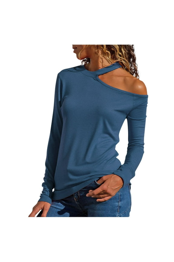 Womens Cold Shoulder Tops Long Sleeve Shirts Fall Fashion Going out T-Shirts Casual Tunic Blouses